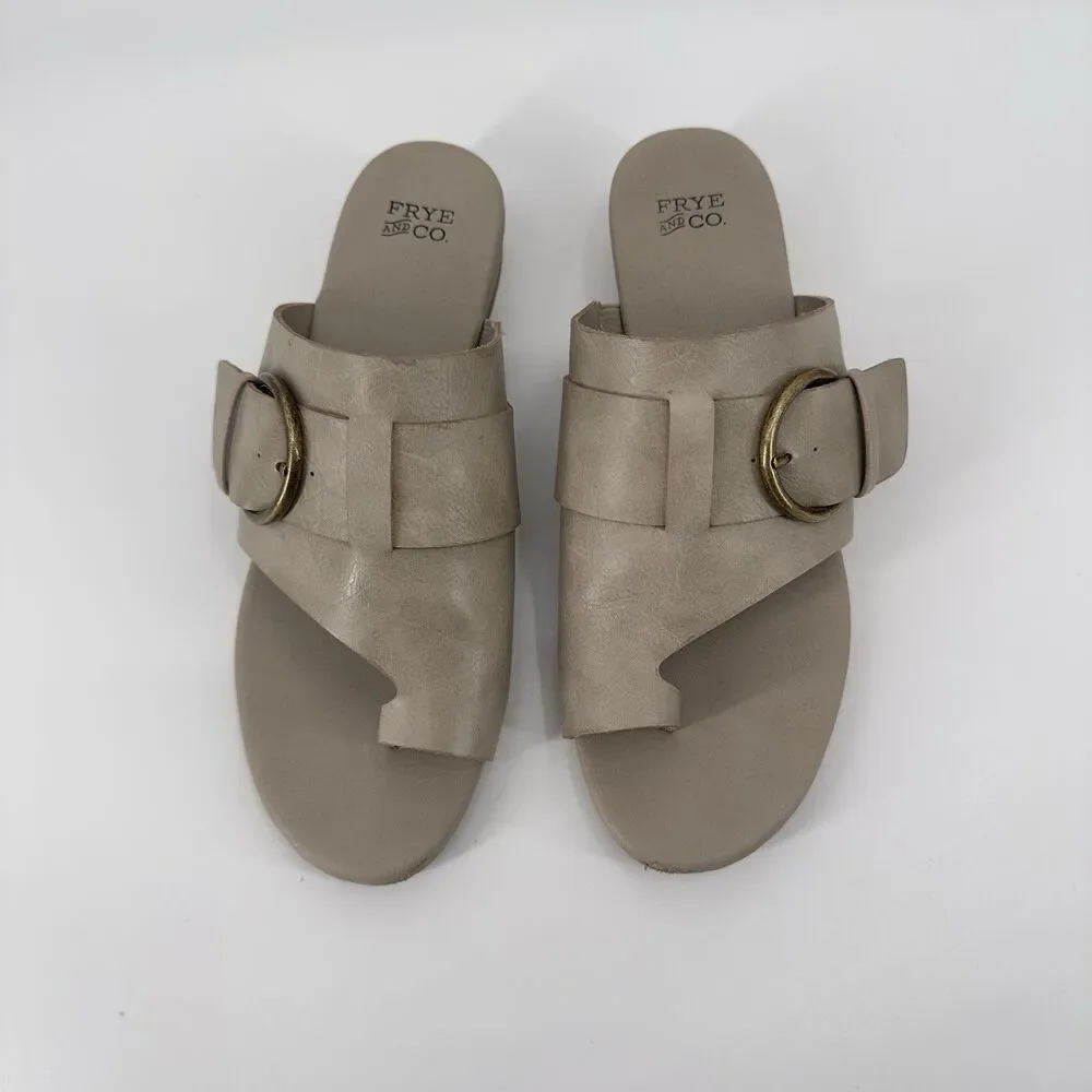Woman Frye And Co Quincey Sandals Size 8 Medium‎ Gray/Beige tone